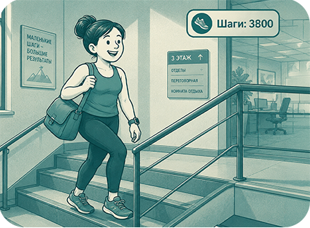 Подъём по лестнице с показателем 3800 шагов